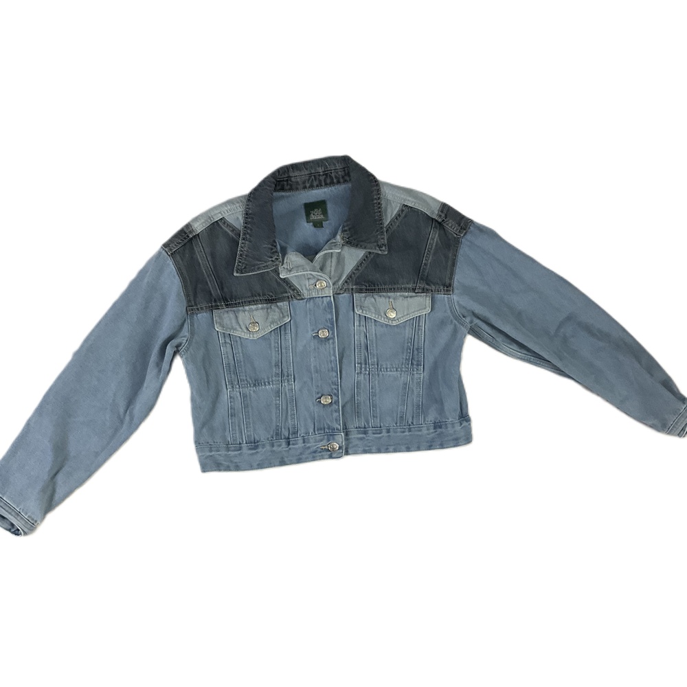 Wild Fable Blue Two-Tone Y2K‎ Cropped Button-Up Denim Jacket